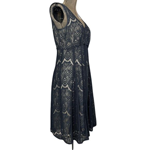 NANETTE LEPORE Black Lace Sleeveless Dress Womens Size (8)Midi Coquette Cocktail - Picture 3 of 7
